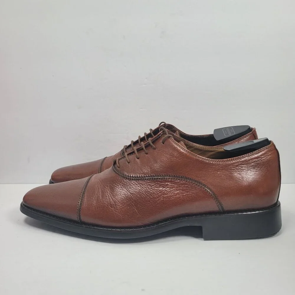 Michael Toschi Men's Brown Leather Oxford Dress Shoes US Size 9.5 - Picture 2 of 8